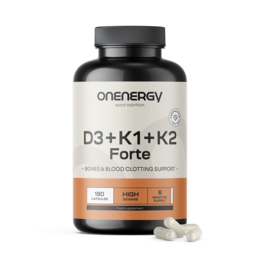 Vitamines D3 + K1 + K2 FORTE, 180 gélules