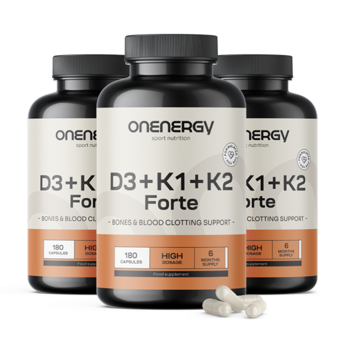 3x Vitamines D3 + K1 + K2 FORTE, ensemble 540 gélules