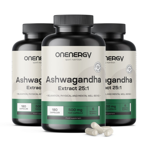 3x Ashwagandha 500 mg – extrait 25:1, ensemble 540 gélules
