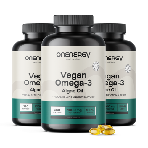 3x Oméga-3 végan issu d’algues 1000 mg, ensemble 1080 gélules molles