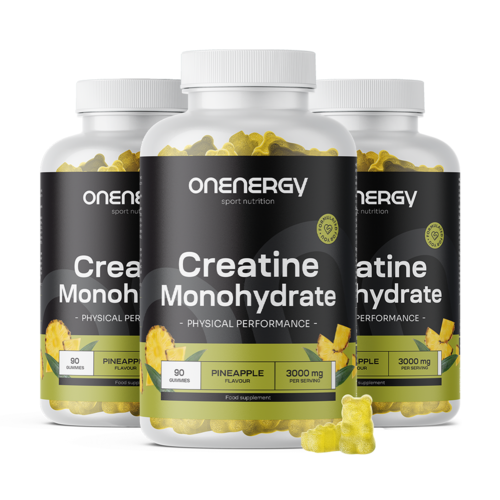 3x Créatine monohydrate 3000 mg – ananas, ensemble 270 gummies