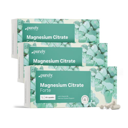 3x Citrate de magnésium Forte + vitamine B6, ensemble 180 gélules