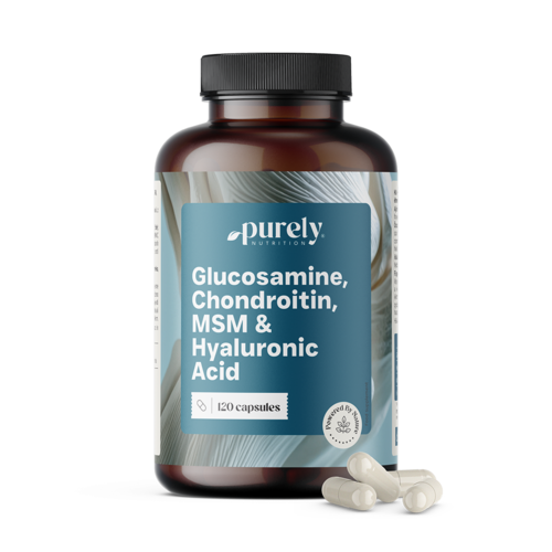 Glucosamine, chondroïtine, MSM et acide hyaluronique, 120 gélules
