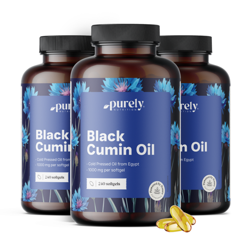 3x Huile de cumin noir 1000 mg, ensemble 720 gélules molles