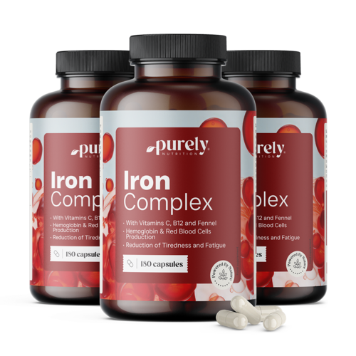 3x Iron Complex – du fer avec des vitamines C et B12, ensemble 540 gélules