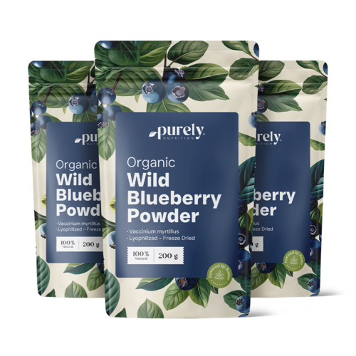 3x BIO Myrtilles sauvages en poudre, ensemble 600 g