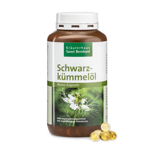 Huile de cumin noir en capsules.
