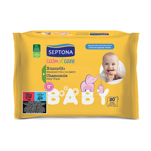 Lingettes hydratantes pour bébé à la camomille, 20 lingettes