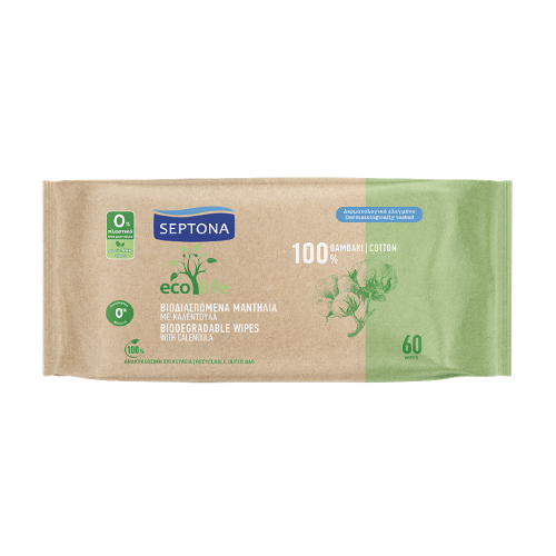 Ecolife lingettes hydratantes pour enfants - biodégradables, 60 lingettes