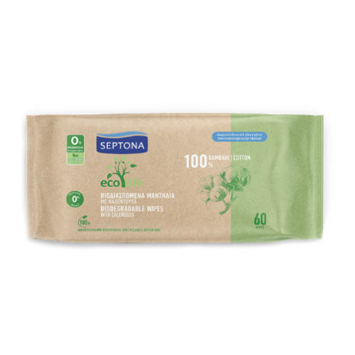 Ecolife lingettes hydratantes pour enfants - biodégradables, 60 lingettes