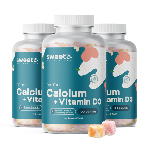 3x Calcium + vitamine D3, ensemble 300 gummies