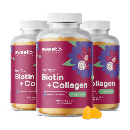 3x Biotine + collagène, ensemble 405 gummies
