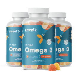 3x Oméga-3 – avec vitamines D3, E et A, ensemble 360 gummies