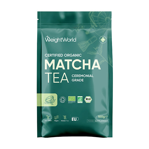 Poudre de matcha pour boisson.