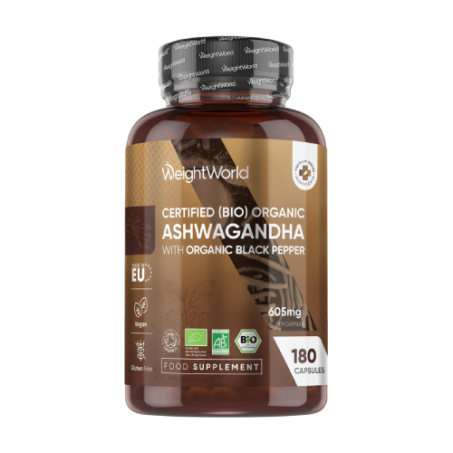 Ashwagandha BIO avec poivre noir 600 mg, 180 gélules 